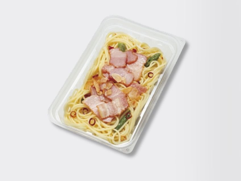 ベーコンとアスパラの具沢山ペペロンチーノ｜万代のこだわり（イチオシ！）
